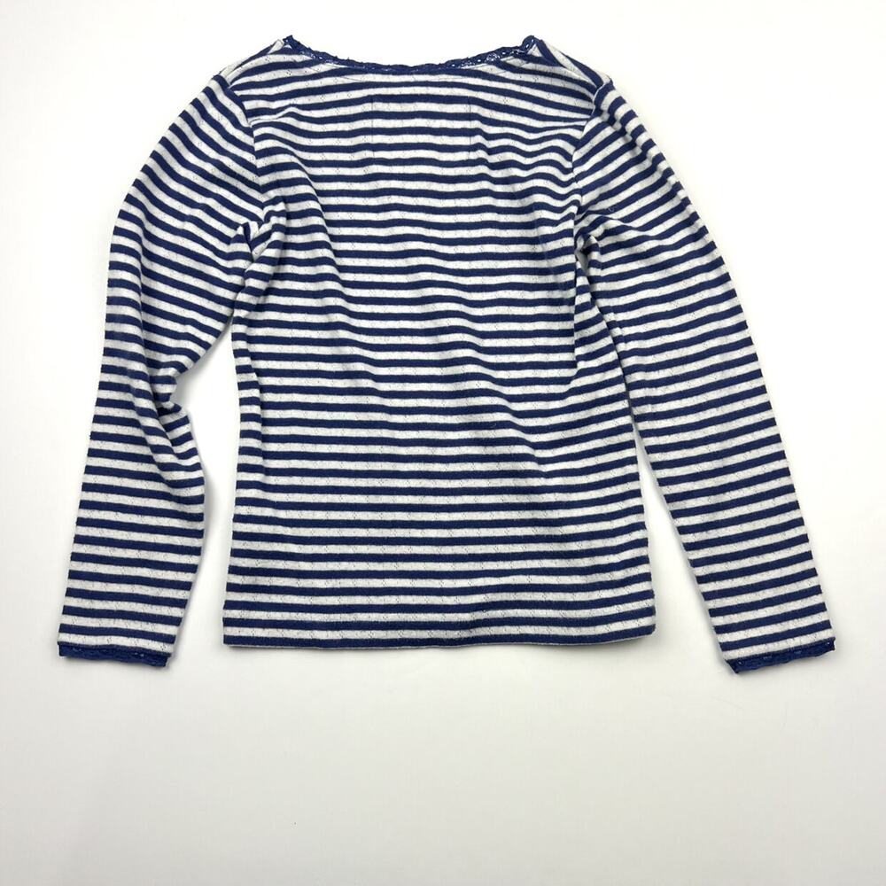 Boden Blue Striped Pointelle Shirt - Picture 6 of 6